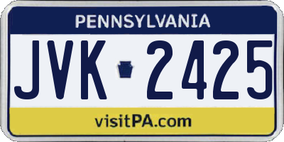 PA license plate JVK2425