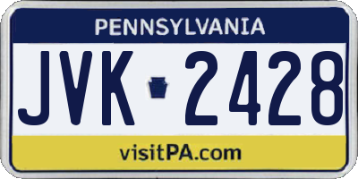 PA license plate JVK2428