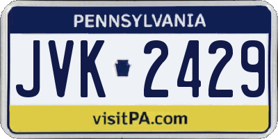 PA license plate JVK2429