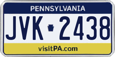 PA license plate JVK2438