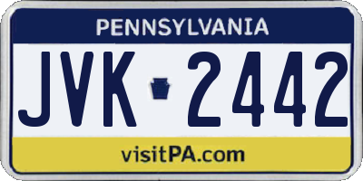 PA license plate JVK2442