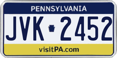 PA license plate JVK2452