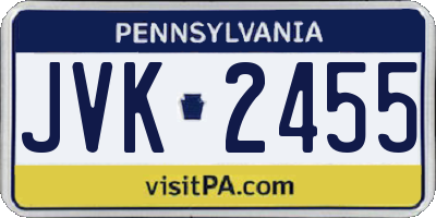PA license plate JVK2455