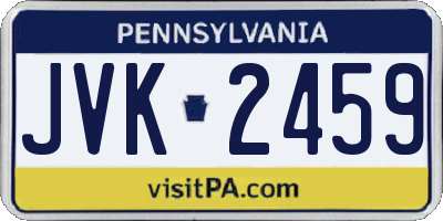 PA license plate JVK2459