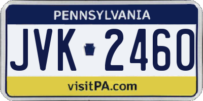 PA license plate JVK2460