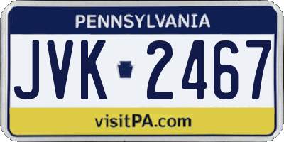 PA license plate JVK2467