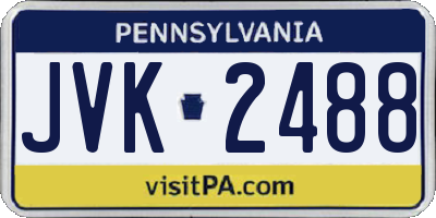 PA license plate JVK2488
