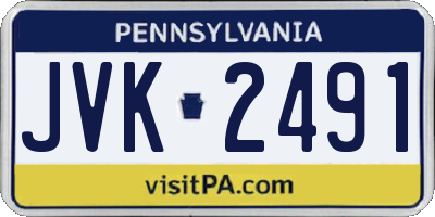 PA license plate JVK2491