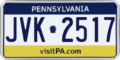 PA license plate JVK2517