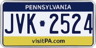 PA license plate JVK2524