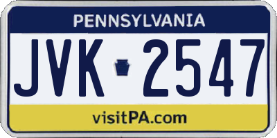 PA license plate JVK2547