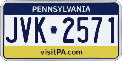 PA license plate JVK2571