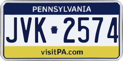 PA license plate JVK2574