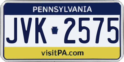 PA license plate JVK2575