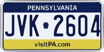 PA license plate JVK2604