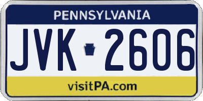 PA license plate JVK2606