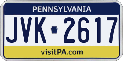 PA license plate JVK2617