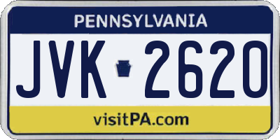 PA license plate JVK2620