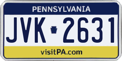 PA license plate JVK2631