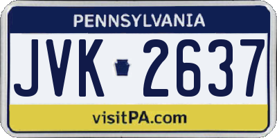 PA license plate JVK2637
