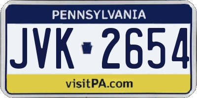 PA license plate JVK2654