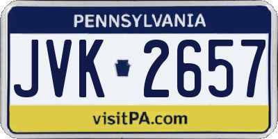 PA license plate JVK2657
