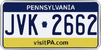 PA license plate JVK2662