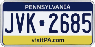 PA license plate JVK2685