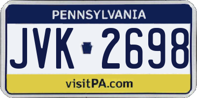 PA license plate JVK2698