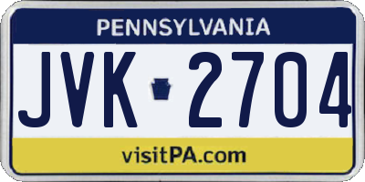 PA license plate JVK2704