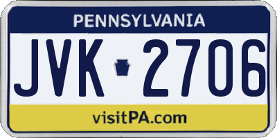 PA license plate JVK2706