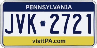PA license plate JVK2721