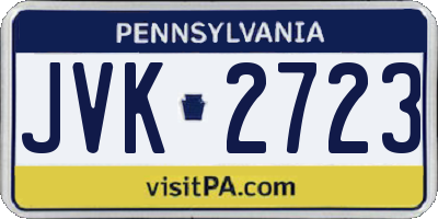 PA license plate JVK2723
