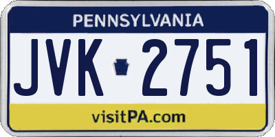 PA license plate JVK2751