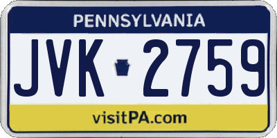 PA license plate JVK2759