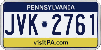 PA license plate JVK2761