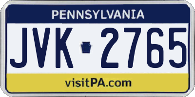 PA license plate JVK2765