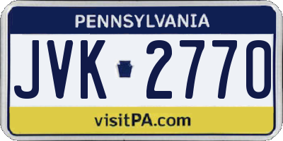 PA license plate JVK2770
