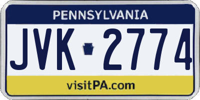 PA license plate JVK2774
