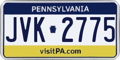 PA license plate JVK2775
