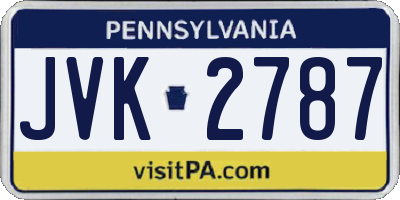 PA license plate JVK2787