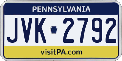 PA license plate JVK2792