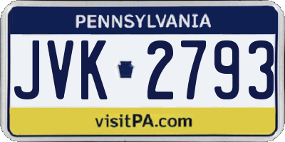 PA license plate JVK2793
