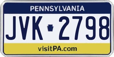 PA license plate JVK2798