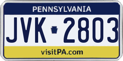 PA license plate JVK2803