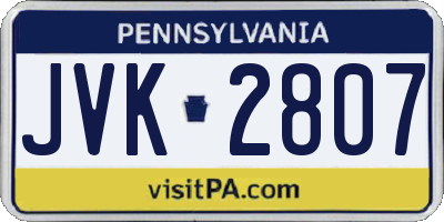 PA license plate JVK2807