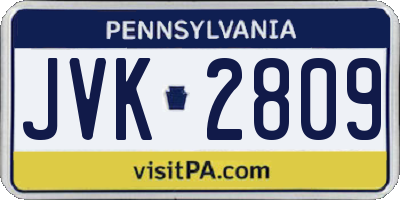 PA license plate JVK2809
