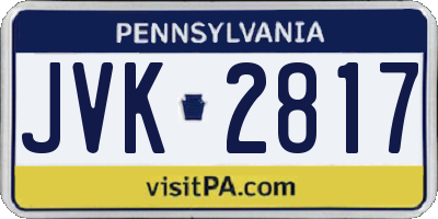 PA license plate JVK2817