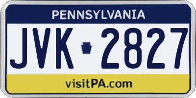 PA license plate JVK2827