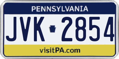 PA license plate JVK2854